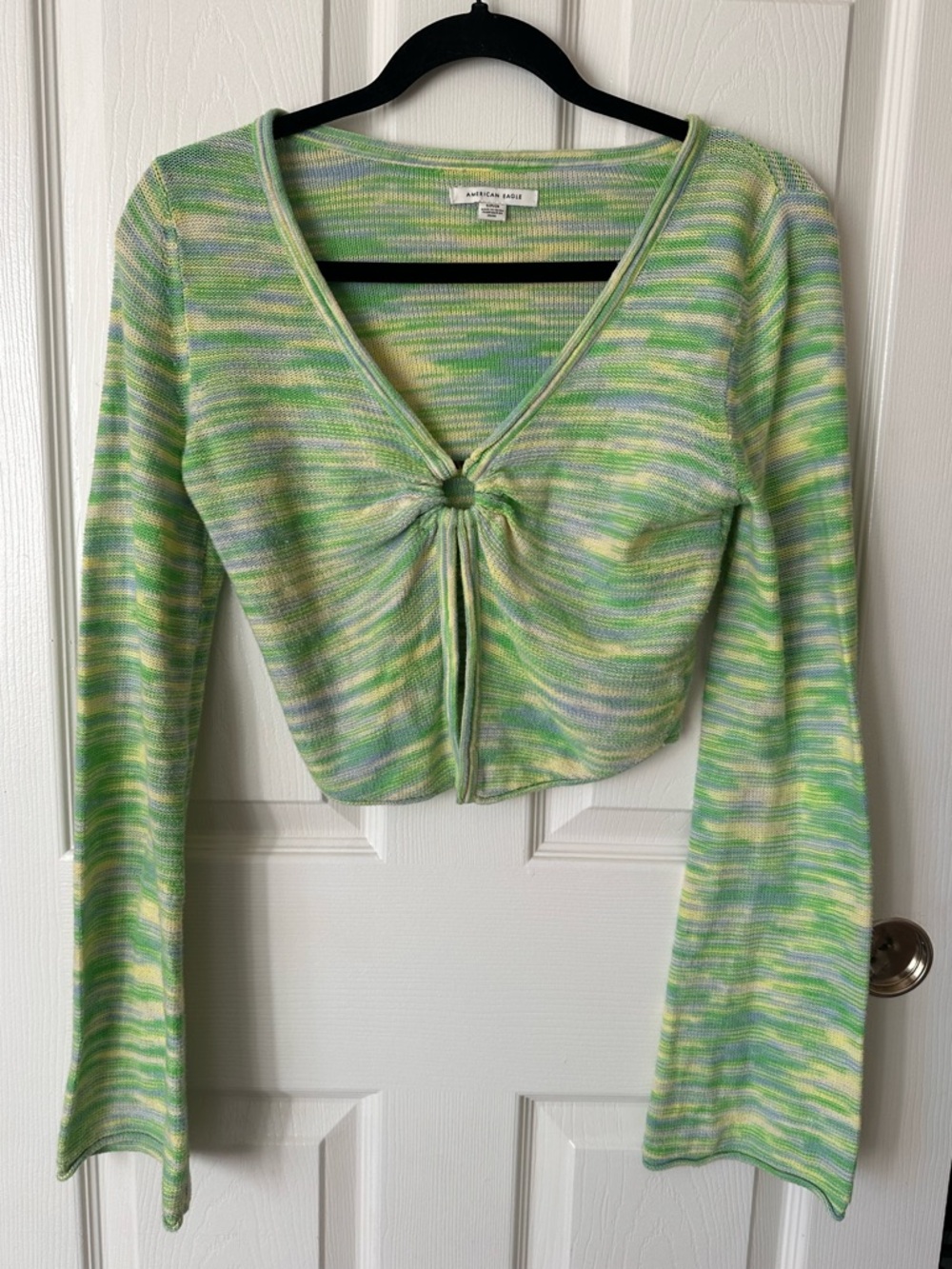 American Eagle Space Dye Ring-Front Cropped Sweater